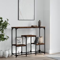 Berkfield Home Console Table Smoked Oak 89.5x28x76 cm Engineered Wood in Brown - thumbnail 1