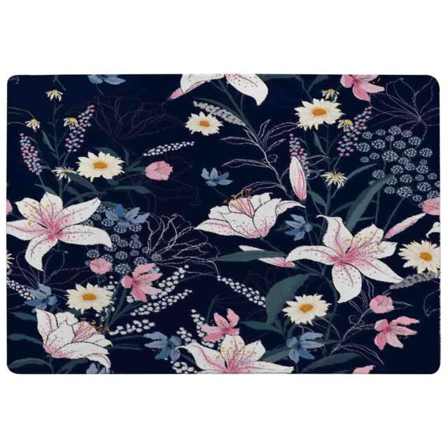 Benjamin Tate Design Tropical White & Pink Flowers Rug in Natural - Size: Large - image 1