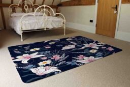Benjamin Tate Design Tropical White & Pink Flowers Rug in Natural - Size: Large - thumbnail 3