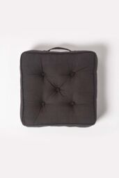 Homescapes Rajput Ribbed Cotton Floor Cushion in Black - Size: 40 cm x 40 cm - thumbnail 3