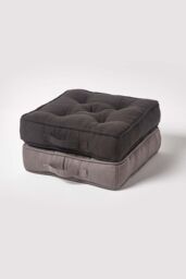 Homescapes Rajput Ribbed Cotton Floor Cushion in Black - Size: 40 cm x 40 cm - thumbnail 6