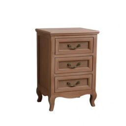 Melody Maison Pair Of Solid Wood 3 Drawer Bedside Tables - Hessian Range in Brown - thumbnail 1