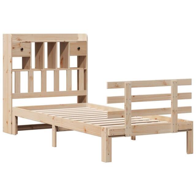 Berkfield Home Decorative Bookcase Bed without Mattress 90x200cm Solid Wood Pine in Light Tan - Size: 90x200 cm - image 1