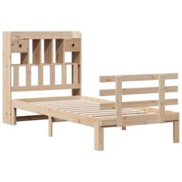 Berkfield Home Decorative Bookcase Bed without Mattress 90x200cm Solid Wood Pine in Light Tan - Size: 90x200 cm - thumbnail 1