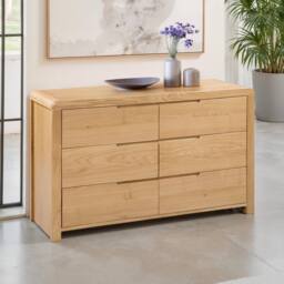 Cheshire Premium Arc 6 Drawer Wide Chest - Oak in Brown - thumbnail 3