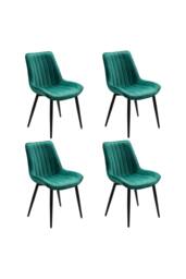Living and Home Set of 4 Upholstered Dining Chairs in Green - thumbnail 2