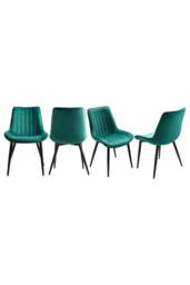 Living and Home Set of 4 Upholstered Dining Chairs in Green - thumbnail 3