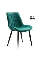 Living and Home Set of 4 Upholstered Dining Chairs in Green