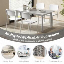 Gymax 4PCS Dining Chairs Stackable Kitchen Chairs Tilted Backrest Metal Legs in White - thumbnail 6