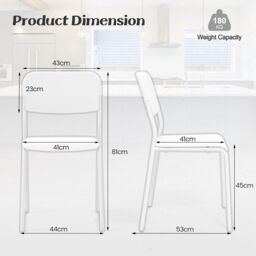 Gymax 4PCS Dining Chairs Stackable Kitchen Chairs Tilted Backrest Metal Legs in White - thumbnail 2