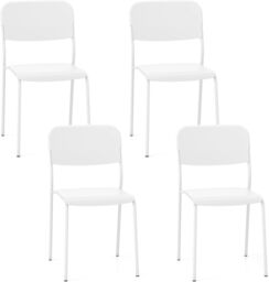 Gymax 4PCS Dining Chairs Stackable Kitchen Chairs Tilted Backrest Metal Legs in White - thumbnail 1