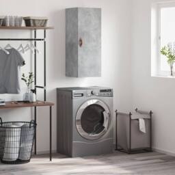 Berkfield Home Wall Mounted Cabinet Concrete Grey 34.5x34x90 cm - thumbnail 2