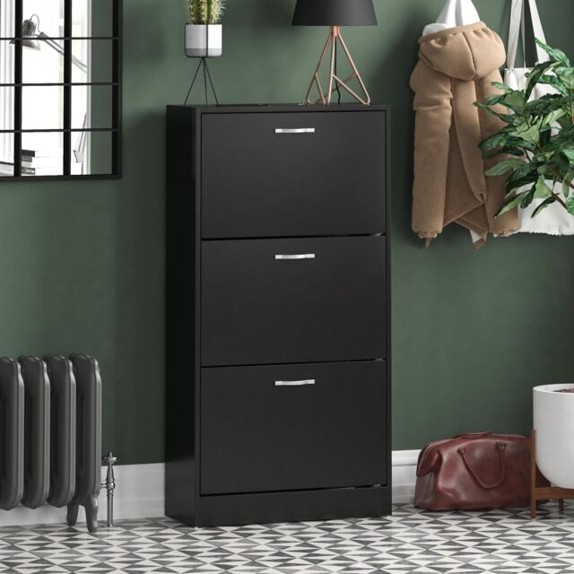 Home Discount Vida Designs 3 Drawer Shoe Storage Cabinet Rack Organizer in Black - image 1