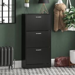 Home Discount Vida Designs 3 Drawer Shoe Storage Cabinet Rack Organizer in Black - thumbnail 1