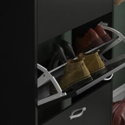 Home Discount Vida Designs 3 Drawer Shoe Storage Cabinet Rack Organizer in Black - thumbnail 4