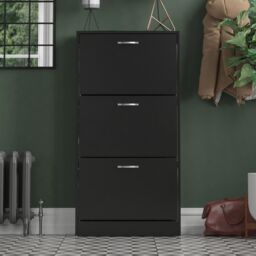 Home Discount Vida Designs 3 Drawer Shoe Storage Cabinet Rack Organizer in Black - thumbnail 3