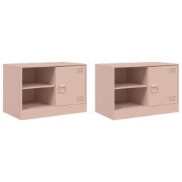 Berkfield Home TV Cabinets 2 pcs Pink 67x39x44 cm Steel - Size: 67 x 39 x 44 cm - thumbnail 2