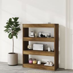Berkfield Home Book Cabinet/Room Divider Brown Oak 80x30x103 cm Engineered wood - Size: 80 x 30 x 103 cm - thumbnail 6