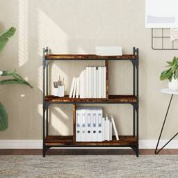 Berkfield Home Decorative Bookcase 3-Tier Smoked Oak 76x32x88 cm Engineered Wood in Brown - Size: 76 x 32 x 88 cm - thumbnail 2