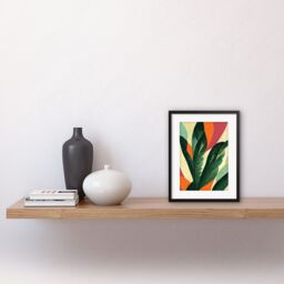 "Artery8 Wall Art Print Abstract Boho Colour Exotic Tropical Leaves Botanical Artwork Framed 9X7 Inch in Black - Size: W7"" x H9""" - thumbnail 2