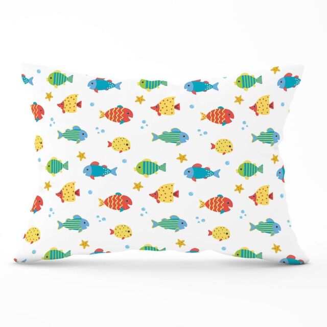 Warren Reed - Designer Swimming Fish Cushions in Blue - Size: 60 cm x 60 cm - image 1