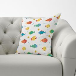 Warren Reed - Designer Swimming Fish Cushions in Blue - Size: 60 cm x 60 cm - thumbnail 3