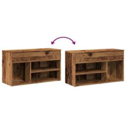 Berkfield Home Shoe Bench Old Wood 80x30x45 cm Engineered Wood in Brown - Size: 80 x 30 x 45 cm - thumbnail 8