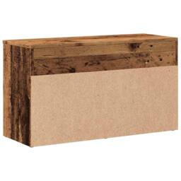 Berkfield Home Shoe Bench Old Wood 80x30x45 cm Engineered Wood in Brown - Size: 80 x 30 x 45 cm - thumbnail 6