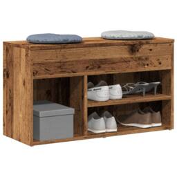 Berkfield Home Shoe Bench Old Wood 80x30x45 cm Engineered Wood in Brown - Size: 80 x 30 x 45 cm - thumbnail 2