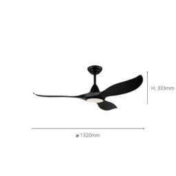 Eglo Cirali 52 Metal 5 Speed Ceiling Fan Light - Bulb Included in Black - thumbnail 5