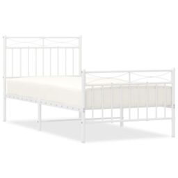 Berkfield Home Metal Bed Frame with Headboard & Footboard White 90x200 cm - thumbnail 2