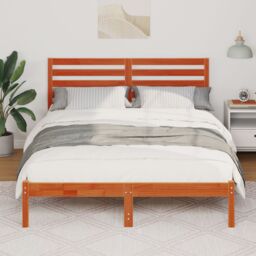 Berkfield Home with Headboard Wax brown 120 x 200 cm Solid pine wood - thumbnail 5