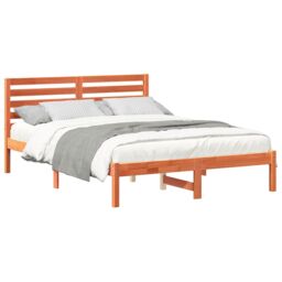 Berkfield Home with Headboard Wax brown 120 x 200 cm Solid pine wood - thumbnail 3