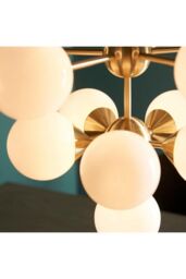 Netlighting Oscar Globe Pendant Satin Brushed Gold Effect Plate & Gloss White Glass 11 Light Dimmable IP20 G9 - thumbnail 6
