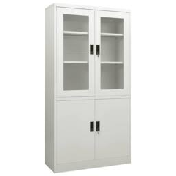 Berkfield Home Office Cabinet Light Grey 90x40x180 cm Steel - Size: 90 x 40 x 180 cm - thumbnail 2