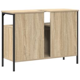 Berkfield Home Bathroom Sink Cabinet Sonoma Oak 80x30x60 cm Engineered Wood in Brown - Size: 80 x 30 x 60 cm - thumbnail 7