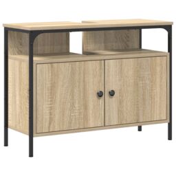 Berkfield Home Bathroom Sink Cabinet Sonoma Oak 80x30x60 cm Engineered Wood in Brown - Size: 80 x 30 x 60 cm - thumbnail 2