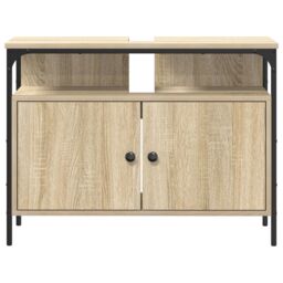 Berkfield Home Bathroom Sink Cabinet Sonoma Oak 80x30x60 cm Engineered Wood in Brown - Size: 80 x 30 x 60 cm - thumbnail 5