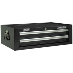 Loops 670 x 440 x 210mm BLACK 2 Drawer MID-BOX Tool Chest Lockable Storage Cabinet