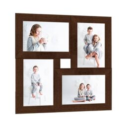 Berkfield Home Collage Photo Frame for 4x(10x15 cm) Picture Dark Brown MDF - Size: 10x15 cm - thumbnail 1