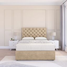 "Sloomy Mayfair Divan Bed Base 4 Drawers & 26"" Struts Headboard in Cream - Size: Double" - thumbnail 2