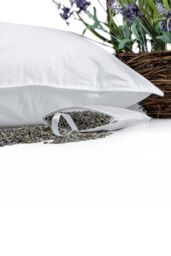 Homescapes Goose Feather & Down Lavender Pillow with Dried Lavender Insert in White - thumbnail 6