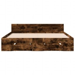 Berkfield Home Bed Frame with Drawers without Mattress Smoked Oak 120x190 cm Small Double in Brown - thumbnail 4