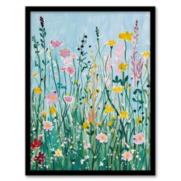 "Artery8 Summer Wild Flower Blossom Meadow Painting Framed Wall Art - Size: W12"" x H16""" - thumbnail 1