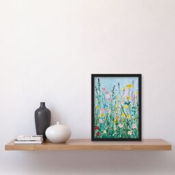 "Artery8 Summer Wild Flower Blossom Meadow Painting Framed Wall Art - Size: W12"" x H16""" - thumbnail 4