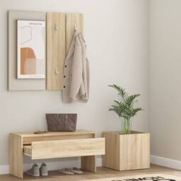 Berkfield Home Hallway Furniture Set Sonoma Oak Engineered Wood in Beige - thumbnail 3