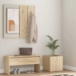 Berkfield Home Hallway Furniture Set Sonoma Oak Engineered Wood in Beige