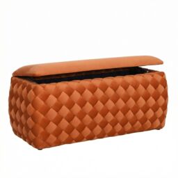 Artemis Home Plumeo Large Velvet Storage Ottoman in Orange - thumbnail 2