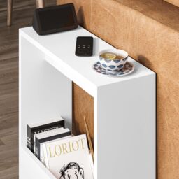 Decortie 'Simpi' Modern 2-Tier Side Table 60cm - Open Shelf End Table in White - Size: 1 Pack - thumbnail 3
