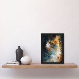 Artery8 Wall Art Print Dreamy Orange Maine Coon Cat Lover Pet Portrait Art Framed Poster in Black - Size: A4 - thumbnail 4